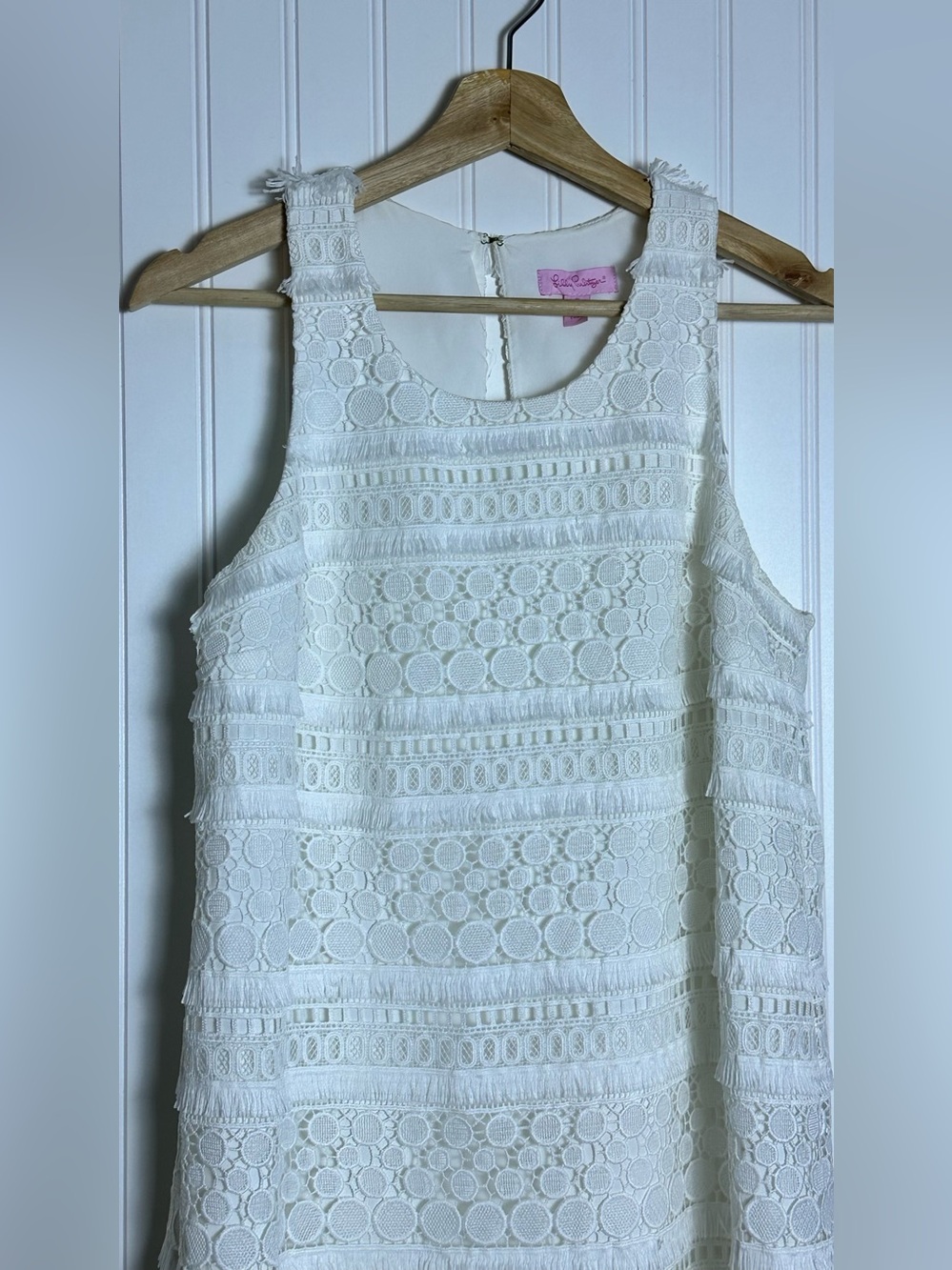 Lilly Pulitzer Annette Shift Lace Dress Resort White Fringe 6 Lined - Picture 7 of 14
